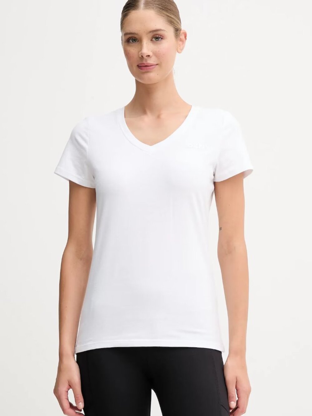 DKNY Sport Solid V-Neck T-Shirt Size S